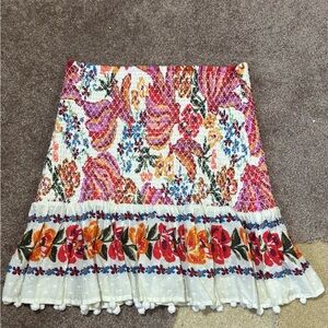 FARM Rio Multicolor Floral Mini Skirt - White, Red, Orange, Pink, Blue, Green